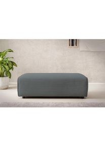 LeGer Home by Lena Gercke Hocker »PIARA, Polsterhocker mit Kedernaht, Cord, Leinenoptik o. Strukturstoff« zur Serie PIARA, rechteckig, schwarze Füsse, bequemer Sitzkomfort ,...