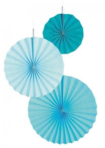 Amscan 3 Shiny Acqua Papierrosetten