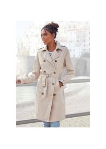 Lascana, Unisex, Lascana Trenchcoat mit Passe, pflegeleichter Materialmix, beige, 42, Mit G&uuml;rtel und verstellbaren Riegeln an den &Auml;rmeln