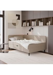 P & B Boxbett , Beige , Textil , H3 , 120x200 cm , Bettkasten , Schlafzimmer, Betten, Boxspringbetten