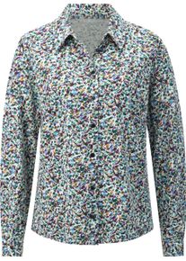 Damen Jersey-Bluse in formstabiler Qualit&auml;t ecru-ozean-bedruckt