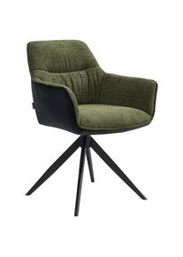 Novel Armlehnstuhl , Gr&uuml;n, Schwarz , Metall, Textil , Drehkreuz , 61.5x83.5x63 cm , Sitzfl&auml;che 360&deg; drehbar, inklusive Armlehnen, automatische R&uuml;ckholfunktion , Esszimmer, St&uuml;hle, Polsterst&uuml;hle