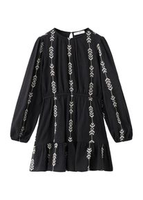 Mango Kids Kleid 'India' M&auml;dchen Gr&ouml;&szlig;e 134 hellgrau / schwarz
