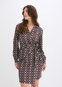 Wickelkleid aus strukturiertem Jersey in schwarz, Gr&ouml;sse 36/38 (S), bonprix