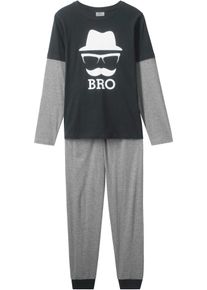 Pyjama (2-tlg.) in grau, Gr&ouml;sse 152/158, 100% Baumwolle, bonprix