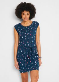 Shirtkleid mit Fl&uuml;gel&auml;rmeln und Druck in blau, Gr&ouml;sse 40/42 (M), 95% Baumwolle, bonprix