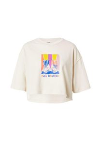 New Balance T-Shirt Damen, creme / blau / gelb / orchidee, Größe XL