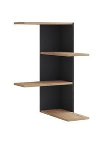 Mid.you Eckregal , Weiss, Honigeiche , Holzwerkstoff , 2 F&auml;cher , 45x77x45 cm , h&auml;ngend , Wohnzimmer, Regale, Eckregale