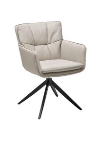 Livetastic Armlehnstuhl , Beige , Metall, Leder , Echtleder , B&uuml;ffelleder , A-Form , 59x87x64.5 cm , Sitzfl&auml;che 360&deg; drehbar , Esszimmer, St&uuml;hle, Lederst&uuml;hle
