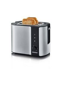 Severin Toaster AT 2589, 2 Toastkammern, 800 W, Brotscheibenzentrierung, Auftauen/Aufwärmen, Stopp-Taste, Krümelschublade, B 265 x H 195 x T 180 mm, Edelstahl/Schwarz