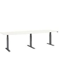 Schäfer Shop Schäfer Shop Select Konferenztisch ERGO-T 2.0 Big, bis 8 Personen, elektrisch höhenverstellbar, Tonne, T-Fuss, B 2800 mm, weiss/anthrazit