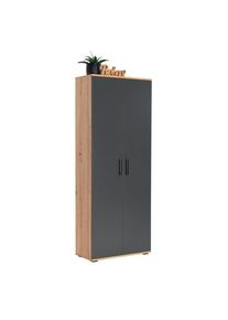 Xora Mehrzweckschrank , Anthrazit, Eiche Artisan , Kunststoff , 5 F&auml;cher , 70x178.9x33.5 cm , stehend , Waschk&uuml;che, Mehrzweckschrank