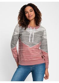 WITT Damen Sweatshirt mit variierbarem Rundhals-Ausschnitt, rosenholz-ecru, Größe 44, 100% Baumwolle