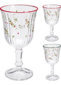 Koopmann Verre à vin motif branche et baies CHRISTMAS