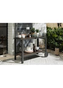 Ambia Garden Garten-Servierwagen , Schwarz , Metall, Kunststoff , Holzoptik , rechteckig , eckig , 45x74x105 cm , Gartenm&ouml;bel, Gartentische, Garten-Beistelltische