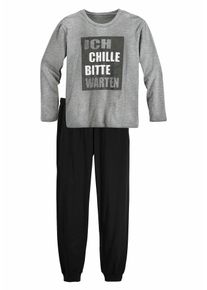 AUTHENTIC LE JOGGER Schlafanzug Jungen Gr&ouml;&szlig;e 122/128 grau / schwarz / wei&szlig;