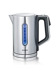 Severin Digitaler Wasserkocher WK 3418, 1,7 l, 3.000 W, einstellbare Temperatur 40–100 °C, Warmhalten, 360° Central Cordless, BPA‑frei, Edelstahl gebürstet/Schwarz