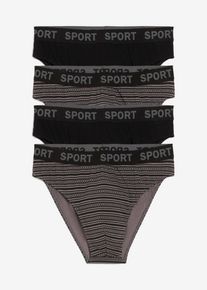 Slip mit weicher Baumwolle (4er Pack) in schwarz, Grösse 6 (L), 95% Baumwolle, bonprix