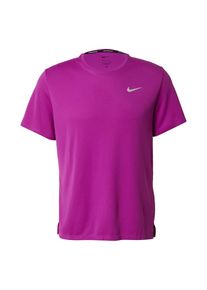 NIKE, Hommes T-Shirt fonctionnel 'MILER', gris argenté / violet néon
