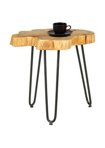 Landscape Beistelltisch , Schwarz, Akaziefarben , Holz, Metall , Akazie , vollmassiv , Holz , Freiform , Haarnadel , 40x45x40 cm , Wohnzimmer,