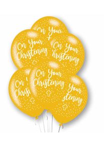 6 Goldene On your Christening Ballons 27,5cm