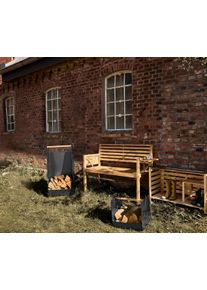 Tchibo - Kaminholzkorb - 40x35x37cm - schwarz - Stahl / Holz / Rubberwood-Holz