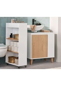 Tchibo - Schmaler Beistellwagen - 50x20x90cm - weiss - Bambusholz