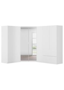 Rauch M&ouml;bel Eckkleiderschrank , Weiss , Holzwerkstoff , 8 F&auml;cher , 2 Schublade(n) Schubladen , 208x197x253 cm , Blauer Engel, BQ - B&uuml;ndnis f&uuml;r Qualit&auml;t, Made in Germany , Schrankfront mit Spiegel , Schlafzimmer, Kleiderschr&auml;nke, Eckschr&auml;nke