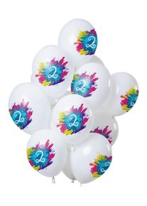 Folat 2e anniversaire 12 ballons en latex Color Splash