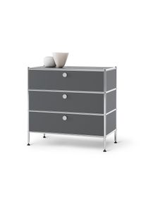Tchibo - Commode en m&eacute;tal &laquo; Cn3 &raquo; avec 3 tiroirs - gris