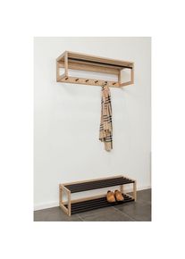 WOODMAN, Schuhregal &raquo;Slussen&laquo; im skandinavischen Design, FSC -zertifiziert, eichefarben, schwarz