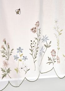Scheibengardine mit Blumen Stickerei in weiss, 30x120 cm, bonprix