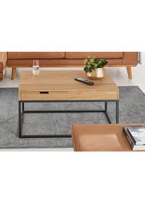 Home Affaire, Home Affaire Couchtisch &raquo;Rava&laquo; B/T/H: 90/60/45 cm, in 2 Gr&ouml;ssen, aus massiver Eiche, natur, schwarz, B/H/T: 80 cm x 45 cm x 80 cm