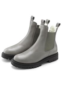 ELBSAND, Unisex, Stiefelette &raquo;Chelseaboots&laquo; Stiefel, Boots, Winterstiefel, Schlupfstiefel aus Leder mit Warmfutter, hellgrau, 43, Winter-Stiefelette 