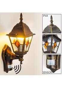 hofstein Antibes Au&szlig;enwandleuchte Braun, Gold, 1-flammig, Bewegungsmelder