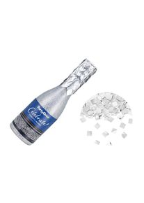 partydeco Cannoncino a confetti a forma di bottiglia di champagne argento 20,5 cm
