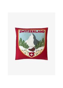 JAN Constantine Zierkissen Bez&uuml;ge Swiss Chalet Badge carminrot