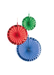 Amscan 3 rosette di carta arcobaleno lucido