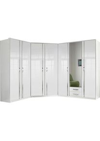 Eckkleiderschrank »Tromo« mit Hochglanz-Front, verchromte Leisten und Griffe , weiss , wimex