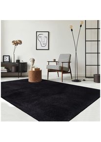 Teppich »Relax« rechteckig 16 mm Höhe waschbarer Wohnzimmer Teppich modern rutschfest, Kundenliebling , schwarz , the carpet , Obermaterial: 100%...