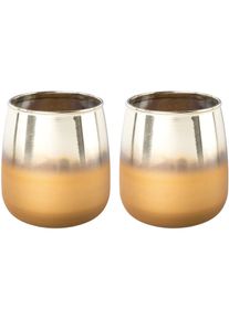 Creativ Deco, Creativ deco Windlicht &raquo;Weihnachtsdeko&laquo; mit unterschiedlicher Oberfl&auml;chenstruktur, goldfarben, Glas, B/H/T: 12 cm