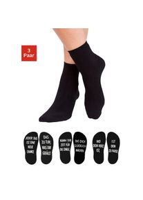 Arizona, Unisex, Kuschelsocken Packung, 3 Stk. tlg. mit Antirutsch in Form eines Spruches, schwarz, 35-38, Mit Antirutsch-Gumminoppen (ABS)