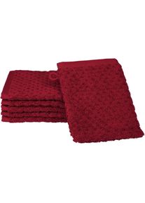Waschhandschuh »Harmony« 100 % Baumwolle, Hoch Tief Struktur, viele Farben , rot , Ross , Obermaterial: 100% Baumwolle