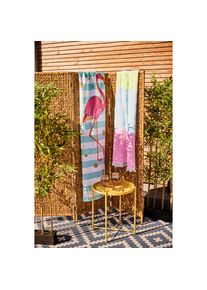 Strandtuch »Flamingo« gestreift & Motiv, mit Reisverschluss-Tasche für Wertgegenstände , bunt , done. , Obermaterial: 60% Polyester, 40% Baumwolle
