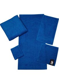 Waschhandschuh »Cashmere feeling« mit Wellen-Bordüre , blau , Ross , Obermaterial: 100% Baumwolle