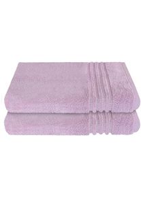 Duschtücher »Milano aus 100% Baumwolle mit eleganter Bordüre in Hoch-Tief-Optik« Made in Green , rosa , Schiesser , Obermaterial: 100% Baumwolle