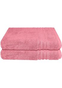 Duschtücher »Milano aus 100% Baumwolle mit eleganter Bordüre in Hoch-Tief-Optik« Made in Green , rosa , Schiesser , Obermaterial: 100% Baumwolle