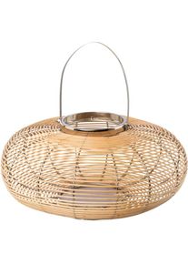 Creativ Home, Creativ home Windlicht &raquo;Laterne ALEGRE, mit Henkel&laquo; Kerzenhalter aus Naturweide, &Oslash; 33 cm, braun, Massivholz, Metall, B/H/T: 19 cm