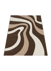 Teppich »Diamond 760« rechteckig 18 mm Höhe Kurzflor, 3D-Design, modernes Wellen Muster, Kundenliebling , braun , Paco Home , Obermaterial: 100%...