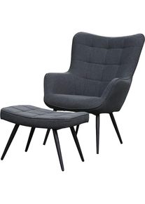 Sessel »Uta« 1 Stk. tlg. wahlweise mit oder ohne Hocker, in Cord, Samt oder Webstoff , grau , ByLiving